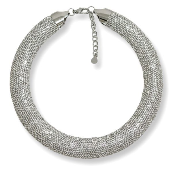 Joyas -שרשרת/קולר "סטארדאסט" משובץ קריסטלים צבע כסף ג'ויה