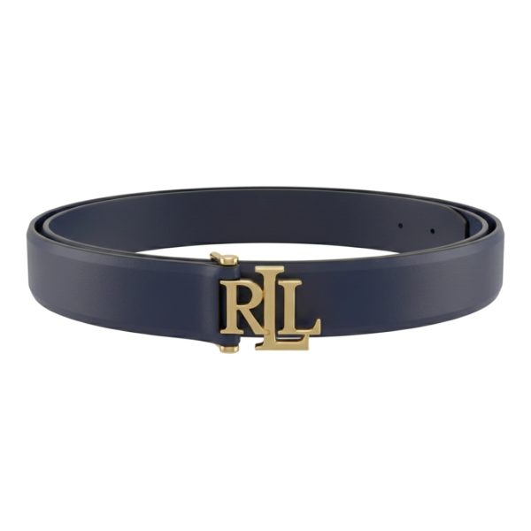 Ralph Lauren | חגורת עור אבזם לוגו קלאסית כחולה ראלף לורן