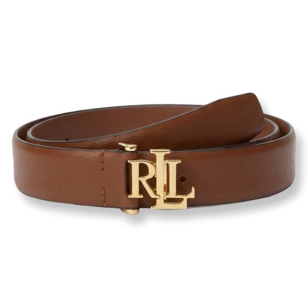 Ralph Lauren | חגורת עור אבזם לוגו קלאסית חומה ראלף לורן