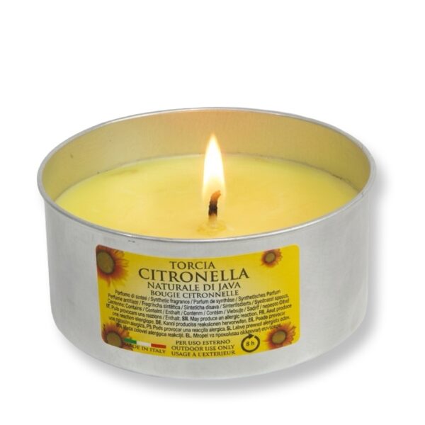 Citronella- נר ציטרונלה איטלקי דוחה יתושים בכלי מתכת 8 שעות בעירה