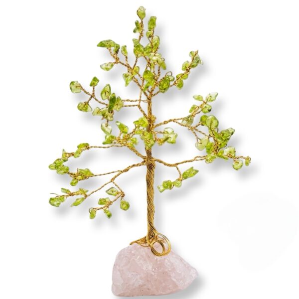 Cristal-עץ אבני קריסטל פרידוט לשפע, שמחה וצמיחה פנימית ושמחת חיים