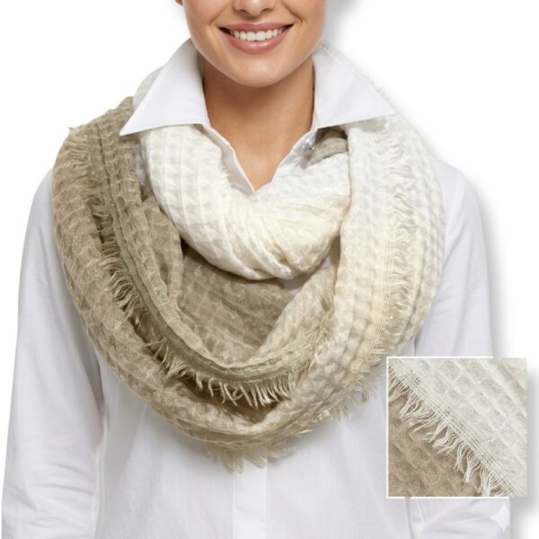 Ronari Scarf | צעיף אינפיניטי במרקם משבצות ופרנזים עדינים