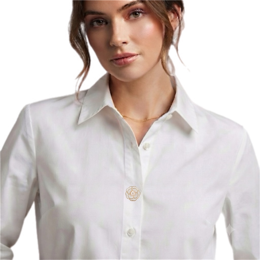 Charm | כיסוי כפתור מעוצב בדגם פרח יוקרתי בגימור אמייל וזהב צ'ארם