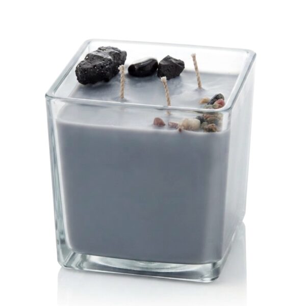 Obsidian & Tourmaline Candle -נר יוקרתי גדול מעוצב עם טורמלין שחור, אובסידיאן
