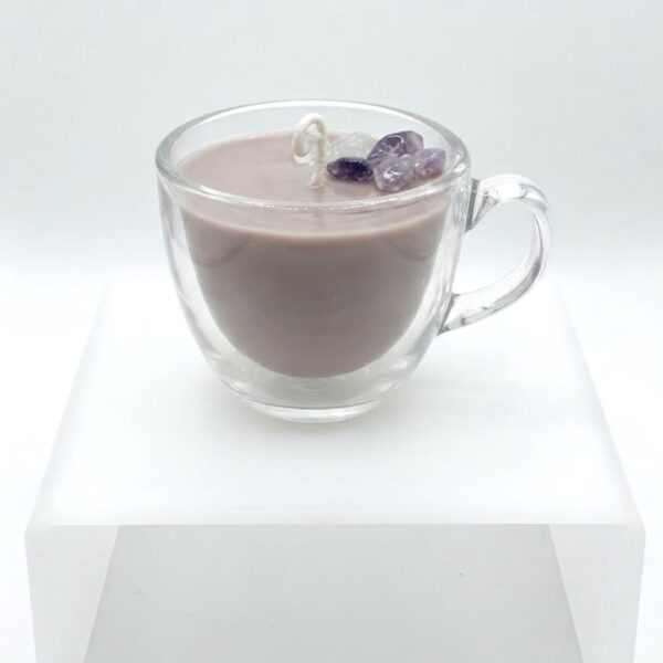 Boo-Bee -Amethyst Latte Candle -נר מעוצב בכוס זכוכית עם קריסטלים
