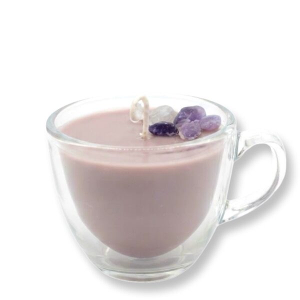 Boo-Bee -Amethyst Latte Candle -נר מעוצב בכוס זכוכית עם קריסטלים