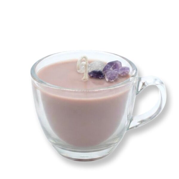 Boo-Bee -Amethyst Latte Candle -נר מעוצב בכוס זכוכית עם קריסטלים