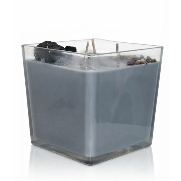 Obsidian & Tourmaline Candle -נר יוקרתי גדול מעוצב עם טורמלין שחור, אובסידיאן