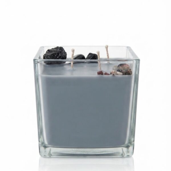 Obsidian & Tourmaline Candle -נר יוקרתי גדול מעוצב עם טורמלין שחור, אובסידיאן