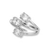 Joyas -טבעת 'שלוש אהבות' אלגנטית משובצת קריסטלים צבע כסף ג'ויה